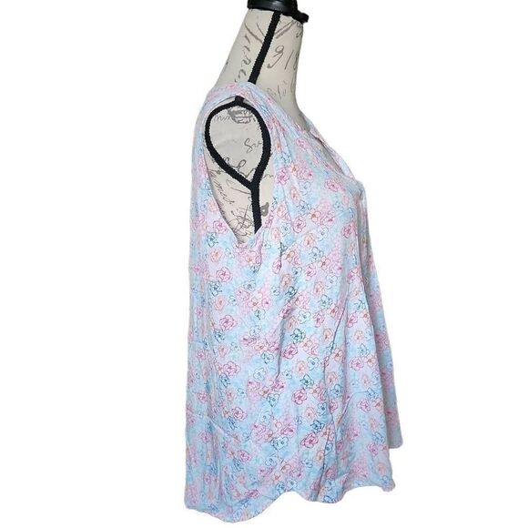 Jane & Delancey Ladies Sz L White & Multicolored V-Neck Button Down Blouse - Picture 2 of 7